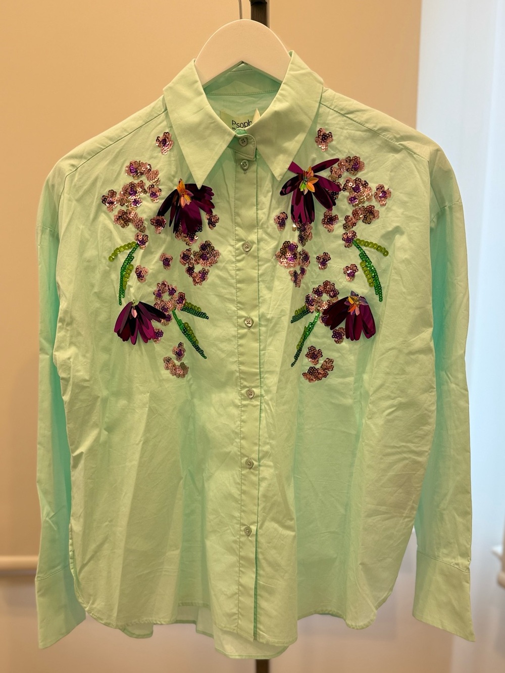 Psophía Sequin Button Down - Aquamarine